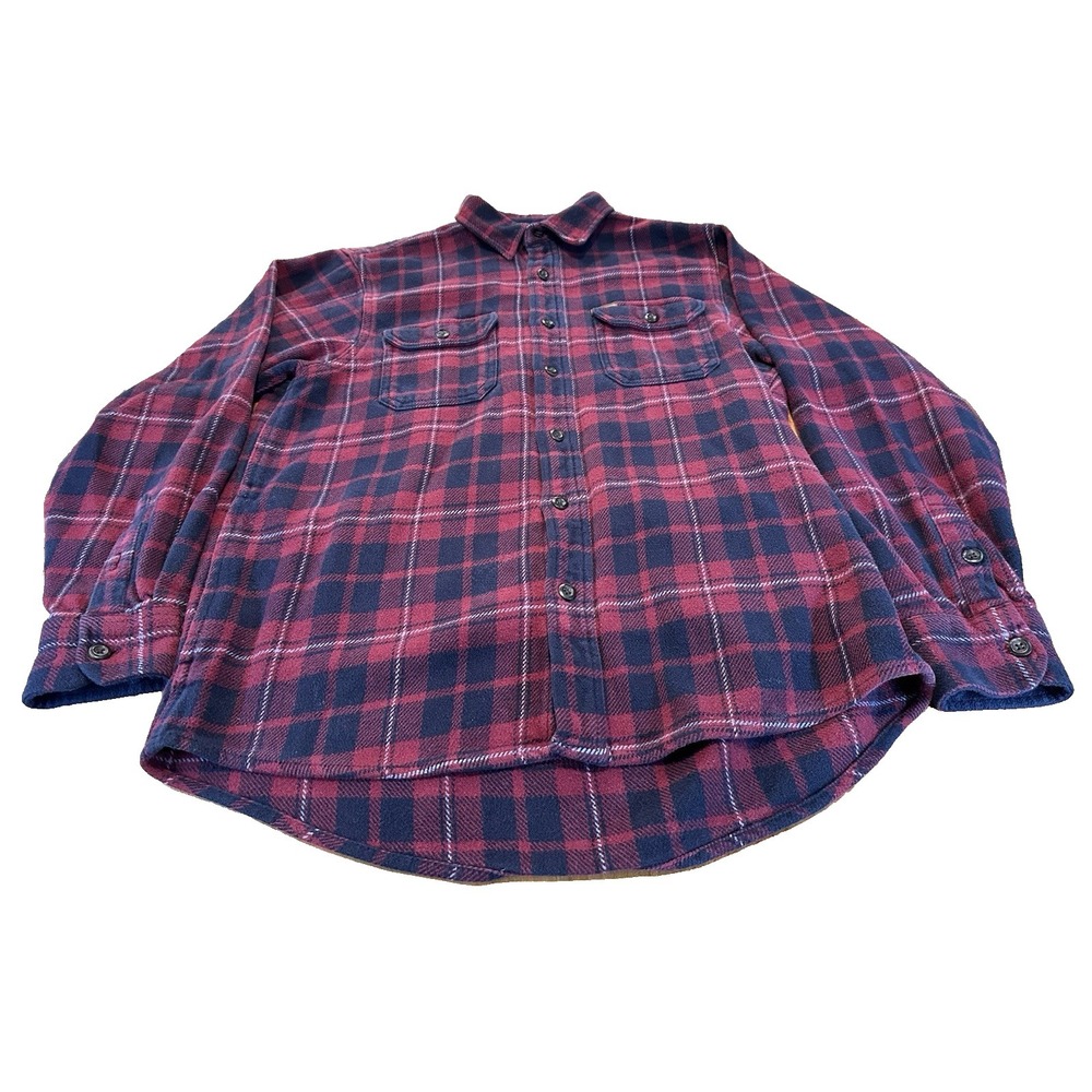 Orvis Mens Shirt Jacket Heavy Flannel 100% Cotton Plaid Long Sleeve‎ Size M